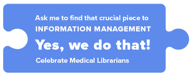 blue puzzle piece illustrating the theme of medical librarians month